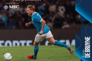 5场进2球！官方：德布劳内当选那不勒斯球迷票选的9月份最佳球员